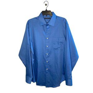 Geoffrey Beene Button Up Dress Shirt Men's 16.5 34/35 Long Sleeve Fitted Blue